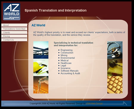 AZ World screen grab of web site