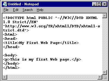 Figure 1-3: Adding HTML and text to a text editor